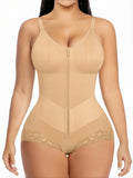 Colombian Moldeadoras Shaper Slimming Compression Garment Shapewear Bodysuit With A Front Zipper, V-Belt And Tummy Control